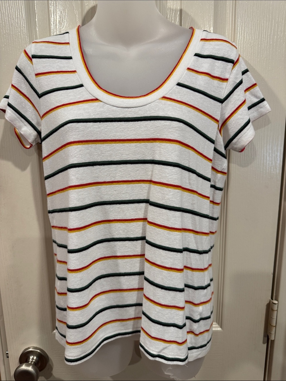Madewell Striped Scoop Neck Tee. Sz Small